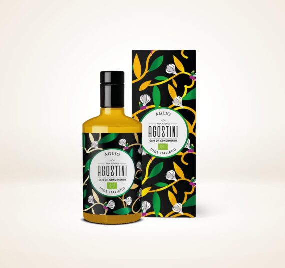 Frantoio-Agostini-Aglio-olijfolie-knoflook-flesje-250ml-in-doosje-packshot